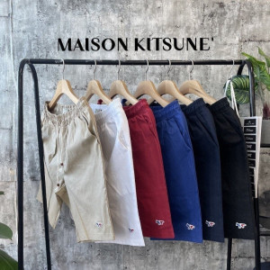 MAISON KITSUNE 메종키츠네 삼색 면 하프 팬츠