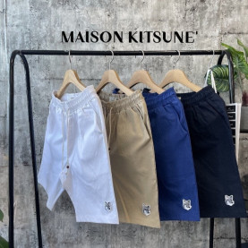 MAISON KITSUNE 메종키츠네 그레이 면 하프 팬츠