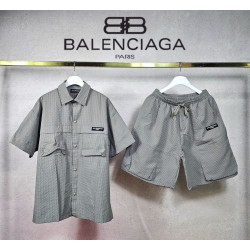 BALENCIAGA 발렌시아가 오버핏 쿨링 카라 PK 남방 &밴딩 절개 팬츠 세트 3COLOR