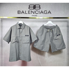 BALENCIAGA 발렌시아가 오버핏 쿨링 카라 PK 남방 &밴딩 절개 팬츠 세트 3COLOR