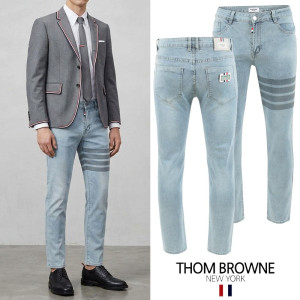 THOM BROWNE 톰브라운 다크 4바 플레이트 연청 슬림진