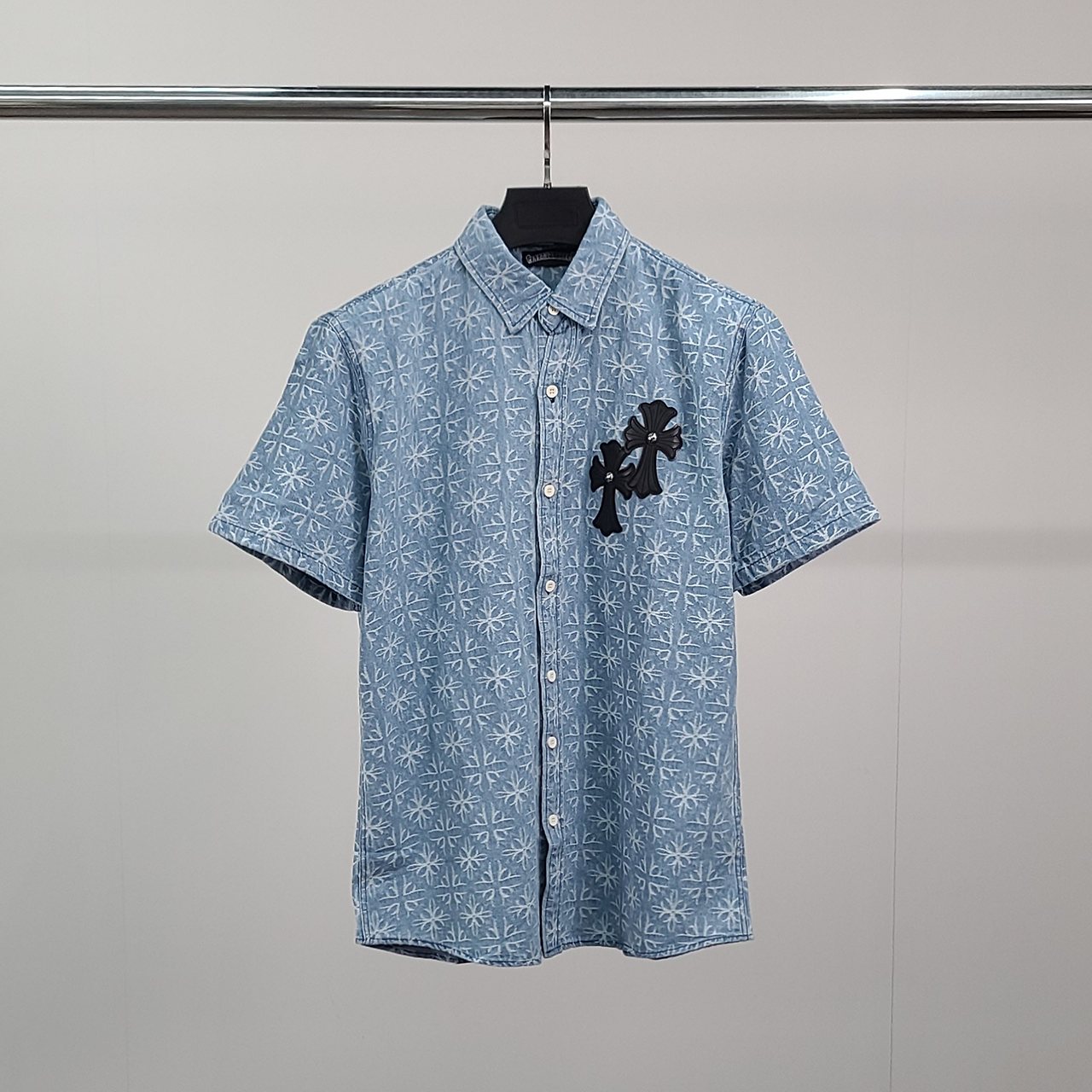 CHROME HEARTS 크롬하츠 크로스 반팔 데님 셔츠