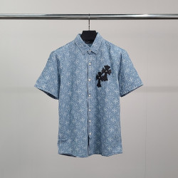 CHROME HEARTS 크롬하츠 크로스 반팔 데님 셔츠