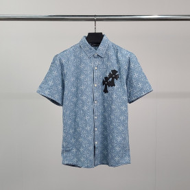 CHROME HEARTS 크롬하츠 크로스 반팔 데님 셔츠