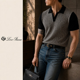 LOLOROPIANA 로로피아나 더 헤링본 니트반팔