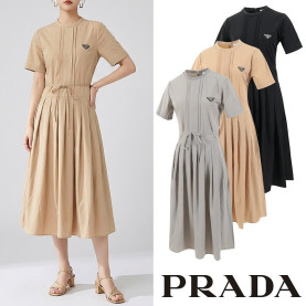 ●7월 판매 14위● PRADA 프라다 클래식 삼각 웨이스트 셔링 원피스