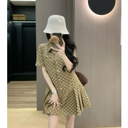 GUCCI 구찌 33034 GG 캔버스 플리츠 원피스