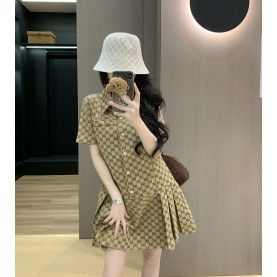 GUCCI 구찌 33034 GG 캔버스 플리츠 원피스