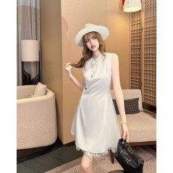 DIOR 디올 33012 CD 꿀벌 자수 레이스 슬리브리스 원피스 2COLOR