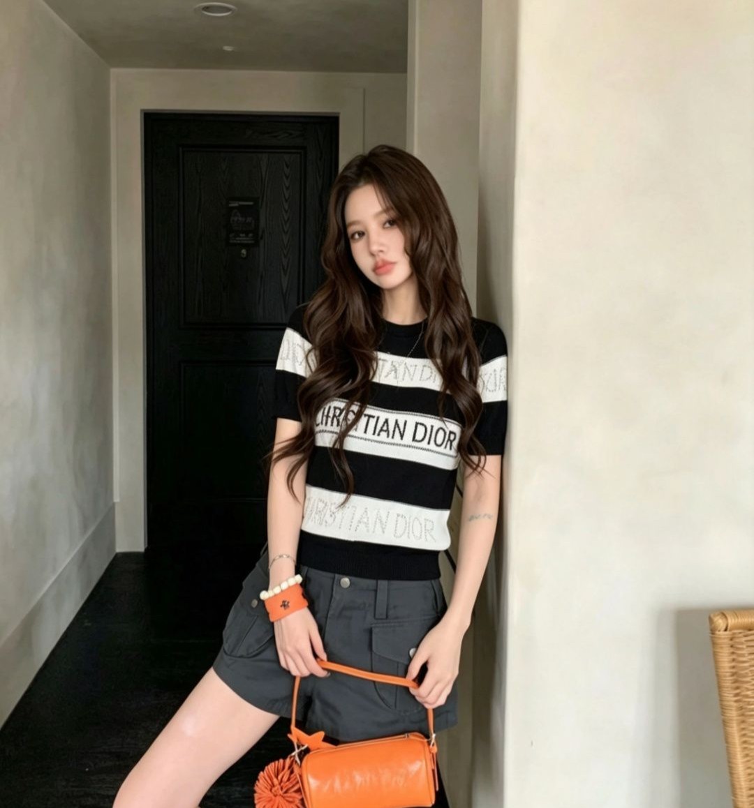 DIOR 디올 33025 블록 스트라이프 로고 니트 반팔 3COLOR