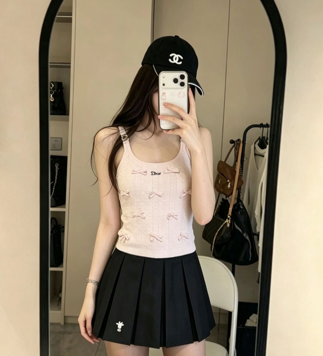 DIOR 디올 33060 리본 자카드 로고 슬리브리스 탑 2COLOR