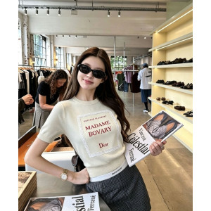 DIOR 디올 33062 마담 보바리 북 커버 패치워크 니트 반팔 2COLOR
