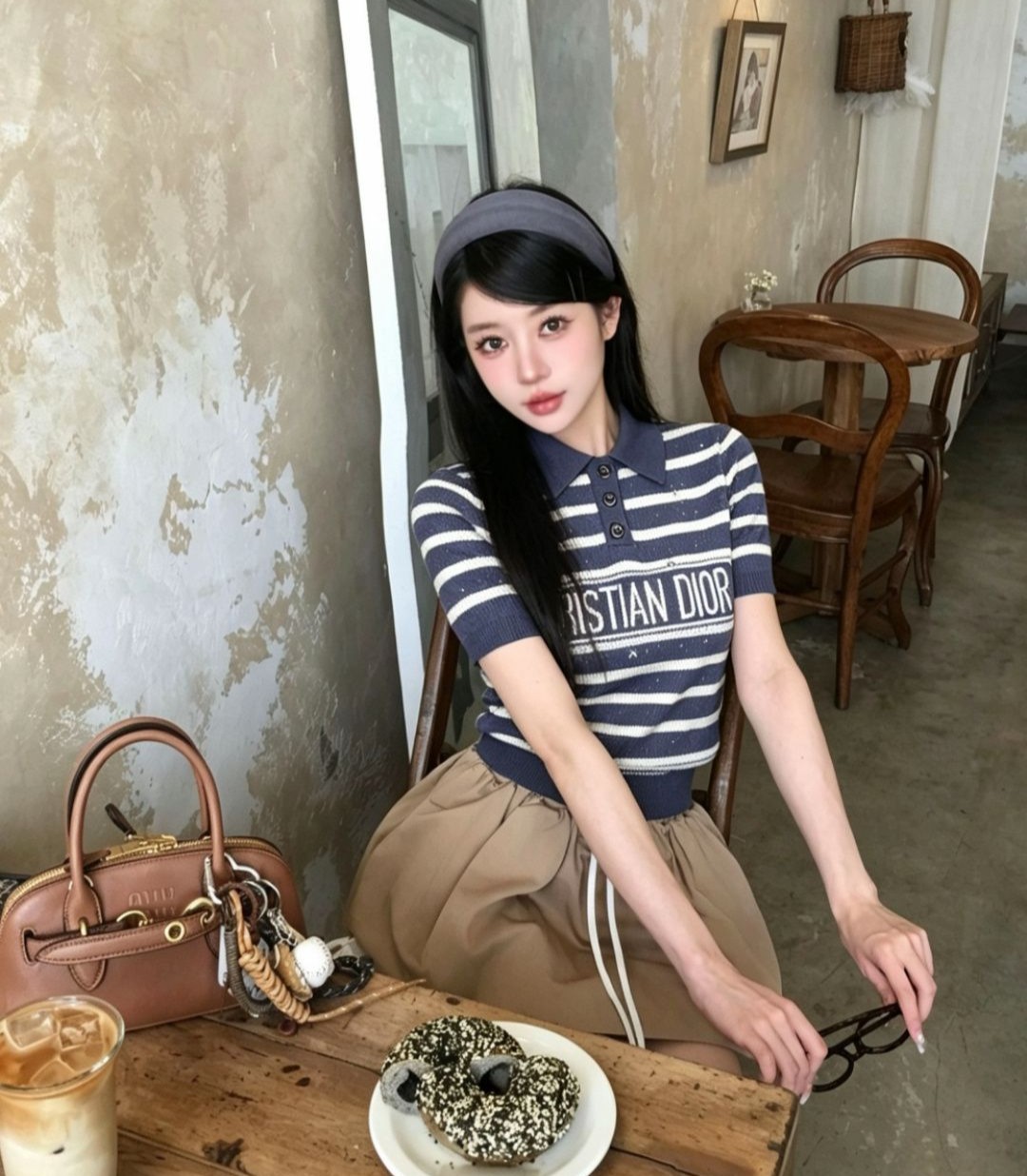 DIOR 디올 33067 시그니처 스타 스트라이프 카라 니트 반팔 3COLOR