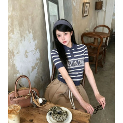 DIOR 디올 33067 시그니처 스타 스트라이프 카라 니트 반팔 3COLOR