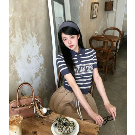 DIOR 디올 33067 시그니처 스타 스트라이프 카라 니트 반팔 3COLOR