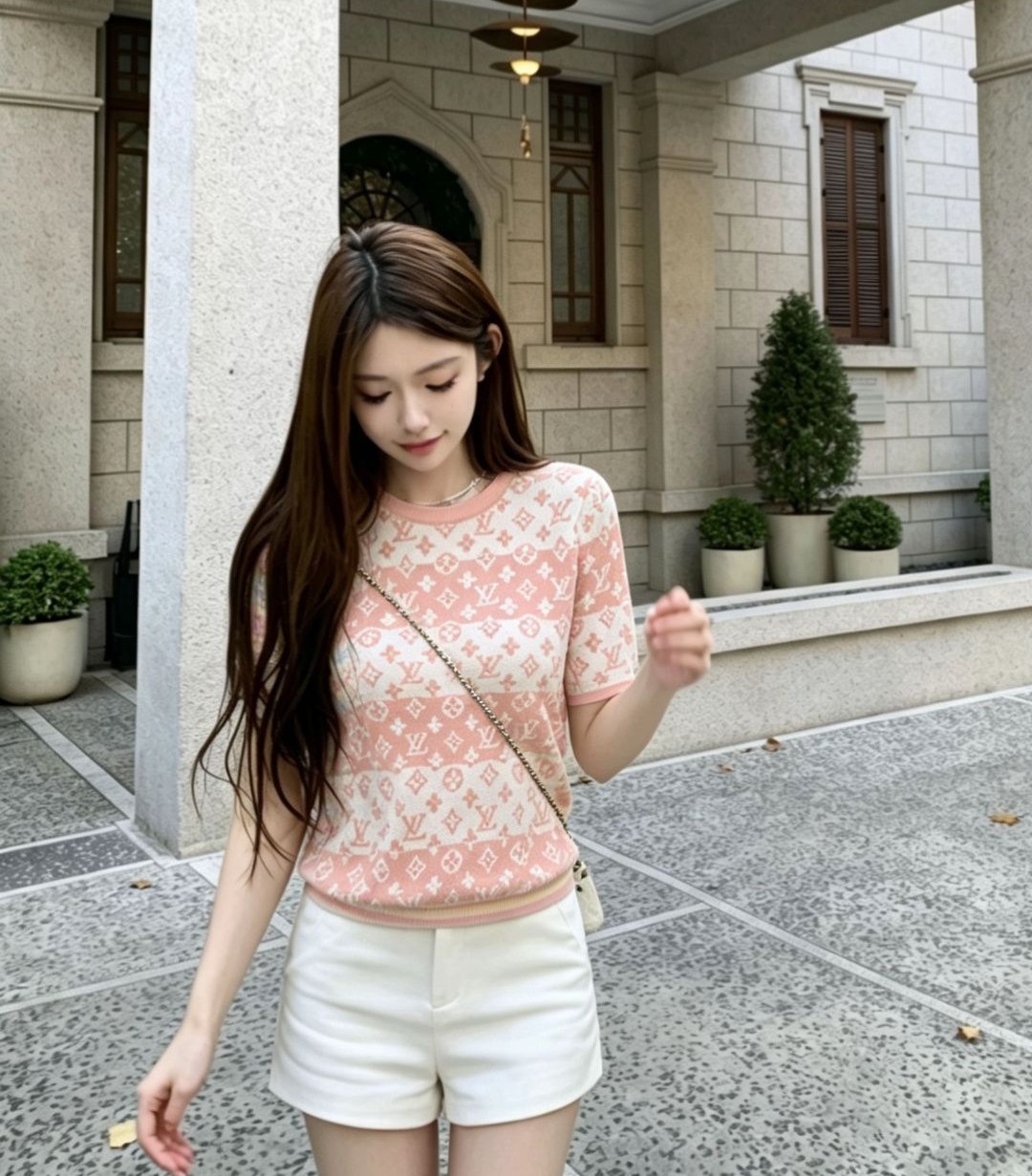 LOUIS VUITTON 루이비통 33039 모노그램 올오버 블록 니트 반팔 3COLOR