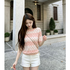 LOUIS VUITTON 루이비통 33039 모노그램 올오버 블록 니트 반팔 3COLOR