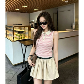 MIUMIU 미우미우 33022 스트라이프 지퍼 폴로 니트 베스트 2COLOR