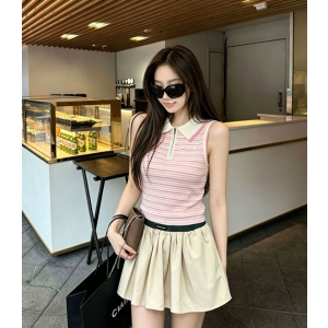 MIUMIU 미우미우 33022 스트라이프 지퍼 폴로 니트 베스트 2COLOR