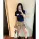 BURBERRY 버버리 33007 시그니처 체크 니트 반팔+플리츠 스커트 세트 3COLOR