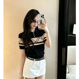 BURBERRY 버버리 33072 아가일 체크 카라 니트 반팔 2COLOR