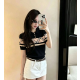 BURBERRY 버버리 33072 아가일 체크 카라 니트 반팔 2COLOR