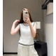 CHANEL 샤넬 33037 CC 골드 로고 아일렛 펀칭 니트 베스트