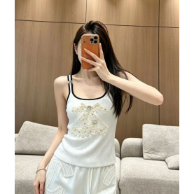CHANEL 샤넬 33049 플라워 CC 로고 슬리브리스 탑 2COLOR