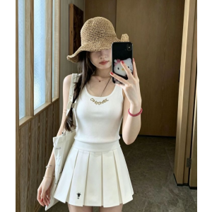 CHANEL 샤넬 33058 쥬얼리 로고 슬리브리스 탑 2COLOR