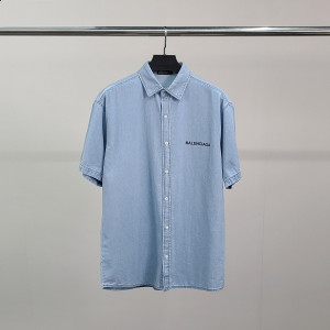 BALENCIAGA 발렌시아가 클래식로고 오버 데님 반팔 셔츠