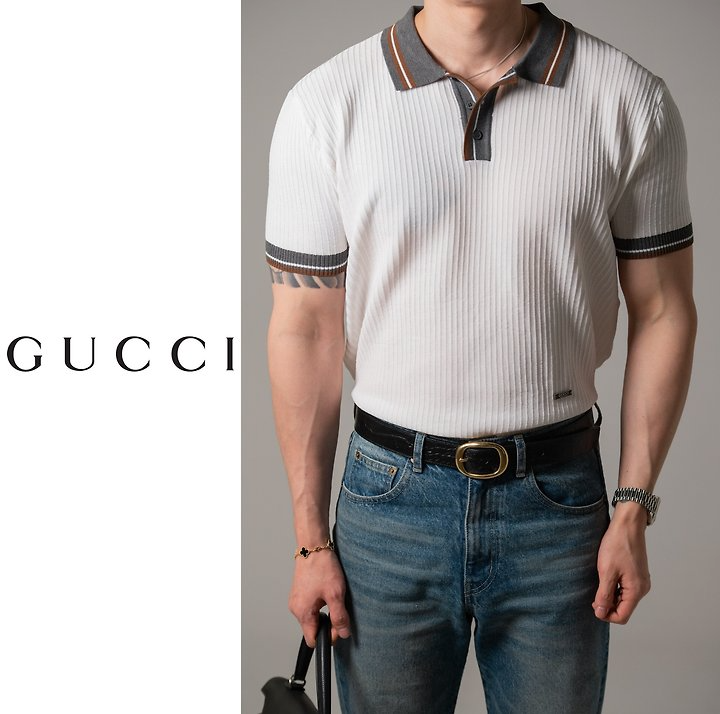 GUCCI 구찌 라운드 배색 카라 반팔 2COLOR