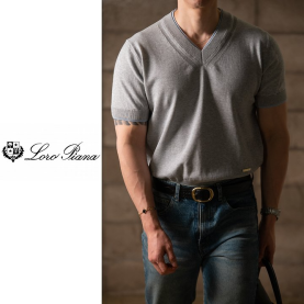 LOROPIANA 로로피아나 레이어드 브이 니트반팔 3COLOR