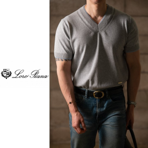LOROPIANA 로로피아나 레이어드 브이 니트반팔 3COLOR