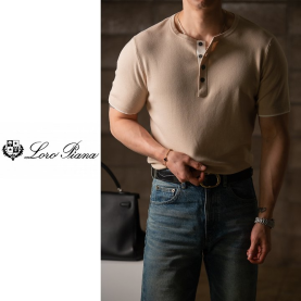 LOROPIANA 로로피아나 레이어드 헨리넥 니트반팔 3COLOR