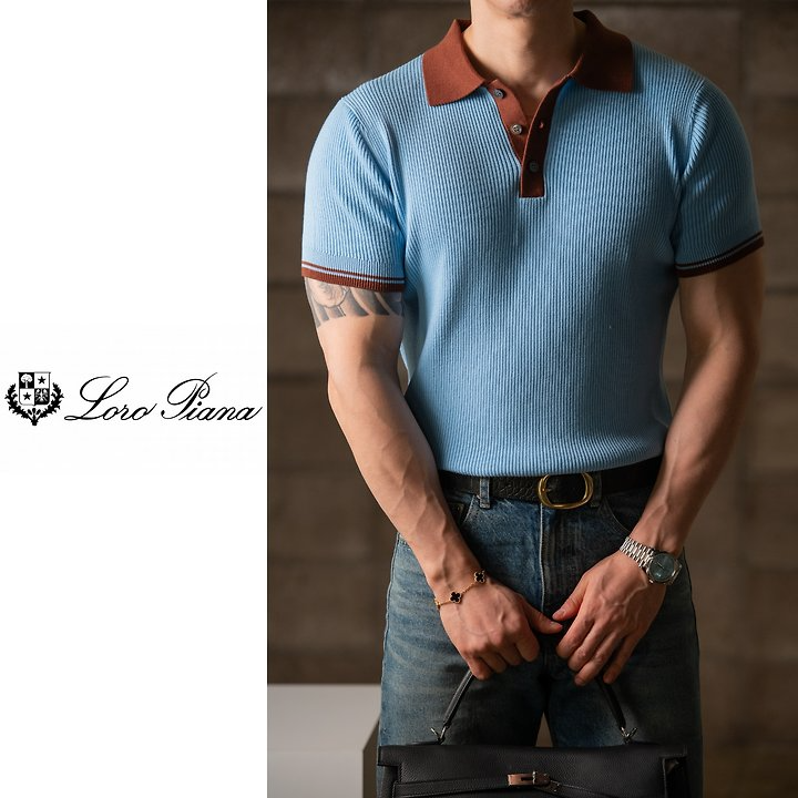 LOROPIANA 로로피아나 원포인트 니트반팔