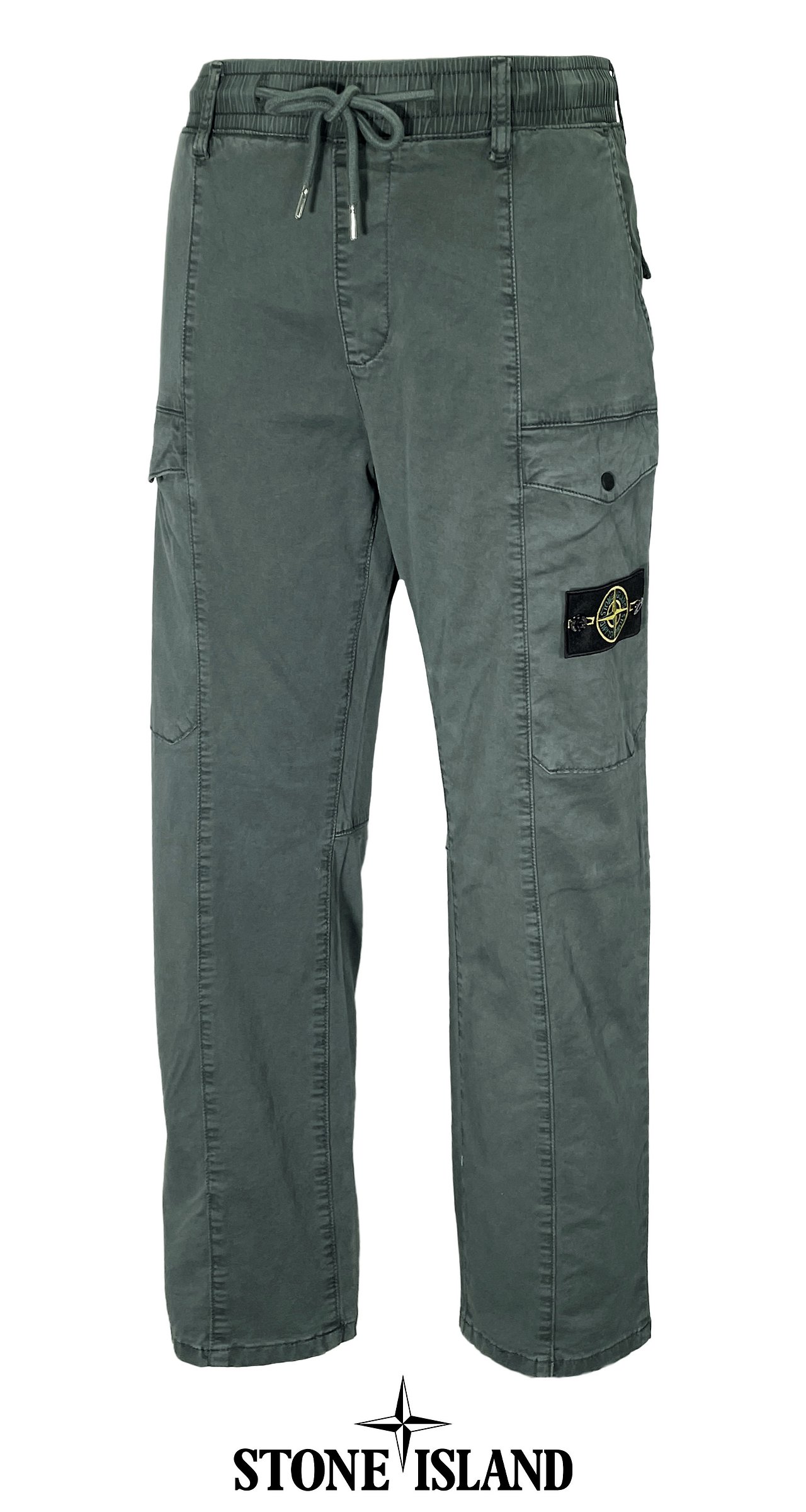 STONE ISLAND 스톤아일랜드 센터 절개 빅 카고 포켓 스트레치 가먼트 다잉 밴딩 팬츠 4COLOR
