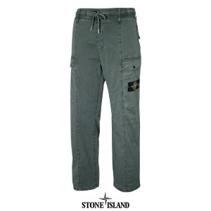 STONE ISLAND 스톤아일랜드 센터 절개 빅 카고 포켓 스트레치 가먼트 다잉 밴딩 팬츠 4COLOR