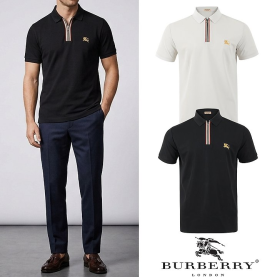 BURBERRY 버버리 골드기마자수 집업 카라 티셔츠