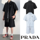 PRADA 프라다 삼각로고 스티치 나일론 오버핏 하프셋업