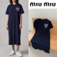 MIUMIU 미우미우 메인로고 루즈핏 롱 원피스 2COLOR