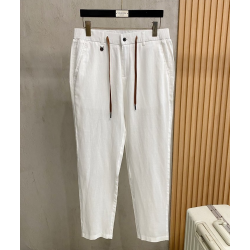 LOROPIANA 로로피아나 자수 베이직 밴딩 린넨 팬츠