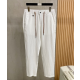 LOROPIANA 로로피아나 자수 베이직 밴딩 린넨 팬츠