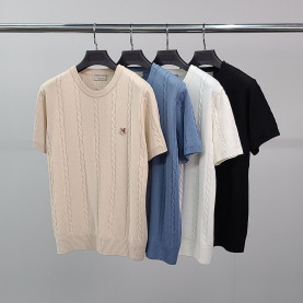 MAISON KITSUNE 메종키츠네 폭스헤드 케이블 반팔 니트