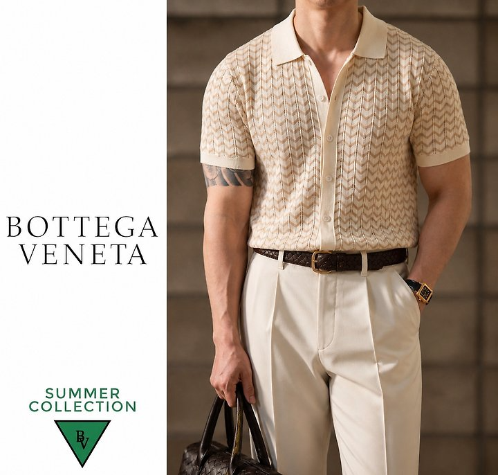 BOTTEGA VENETA 보테가베네타 직조패턴 반팔 가디건 3COLOR