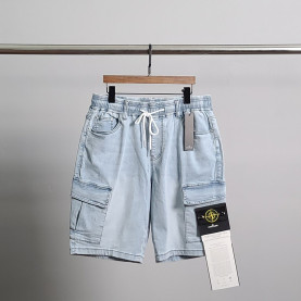 STONE ISLAND 스톤아일랜드 사선포켓 아이스청 반바지