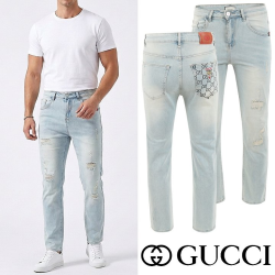 GUCCI 구찌 시마 타이거 자수 데미지 슬림진 2COLOR