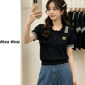MIUMIU 미우미우 골드패치 카라니트 4COLOR