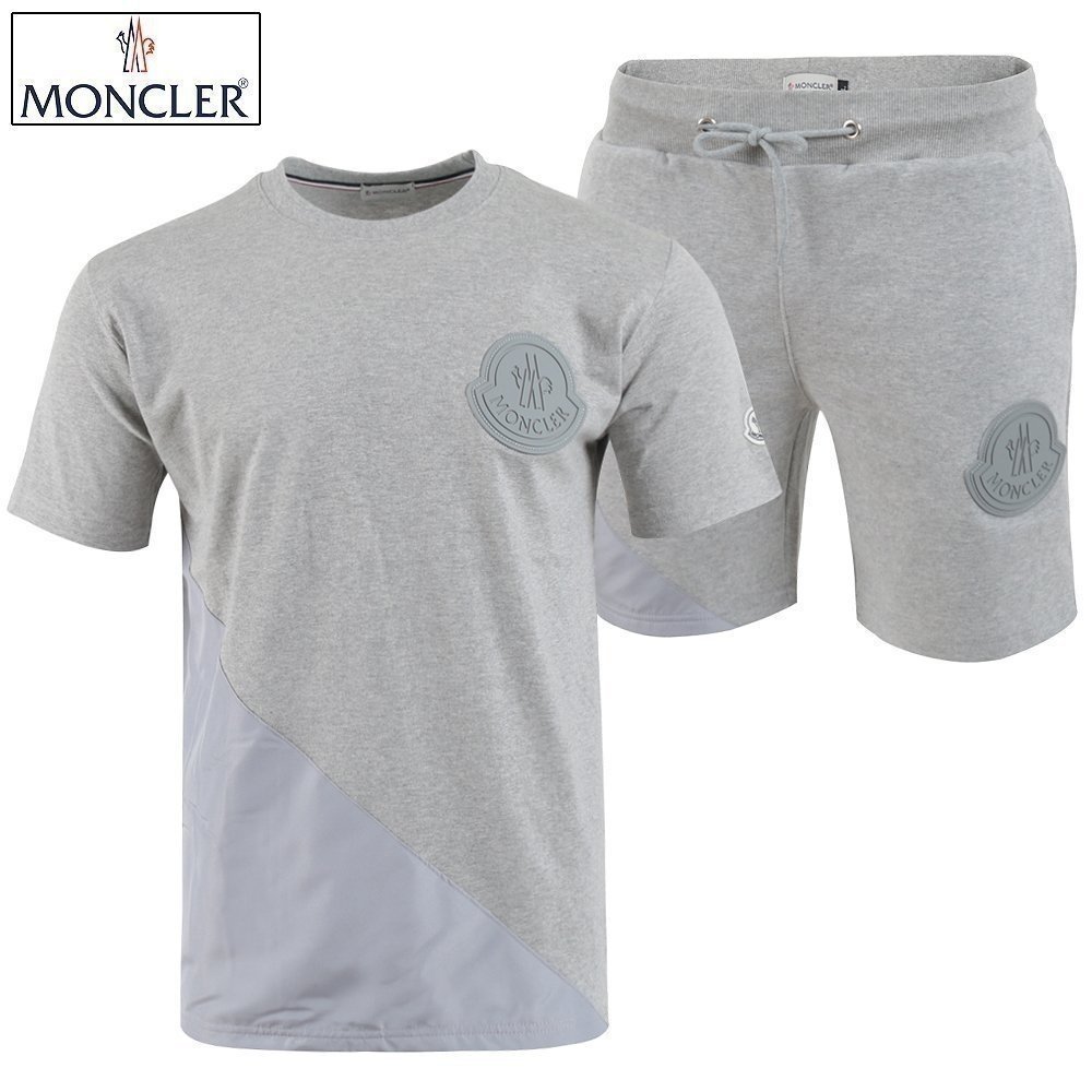MONCLER 몽클레어 언발 배색 빅로고 반팔 & 반바지 셋업 2COLOR