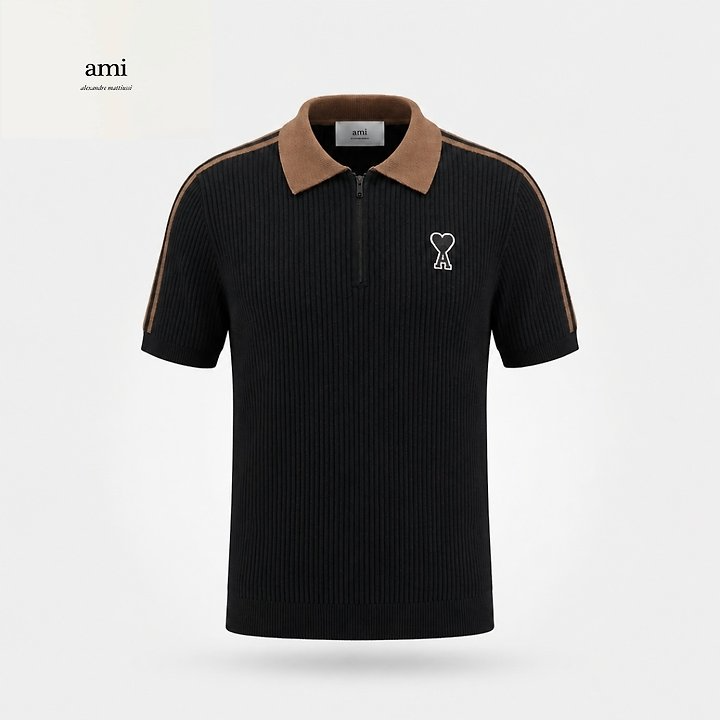 AMI 아미 지퍼 라인 카라 니트 2COLOR