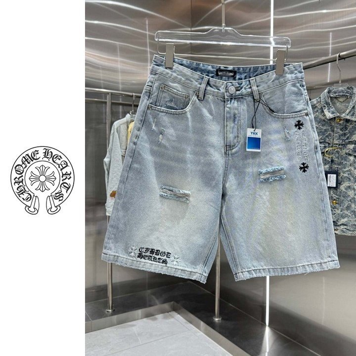 CHROME HEARTS 크롬하츠 라이트 워시 데님 반바지